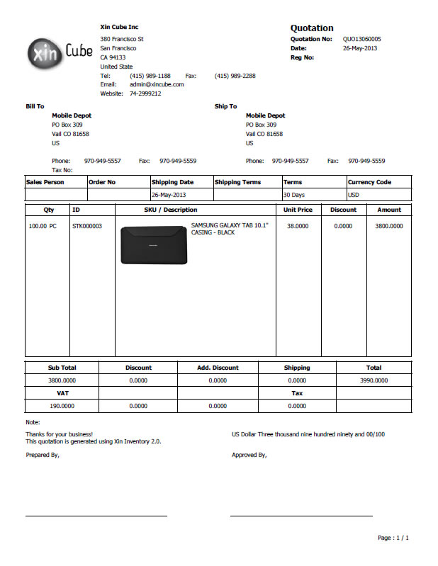 sample invoice for professional services