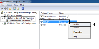 enable SQL Server tcpip