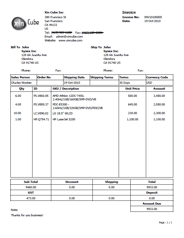 Service Invoice Template Pdf from www.xininventory.com