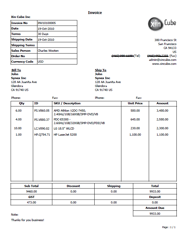 sample invoices sample invoices