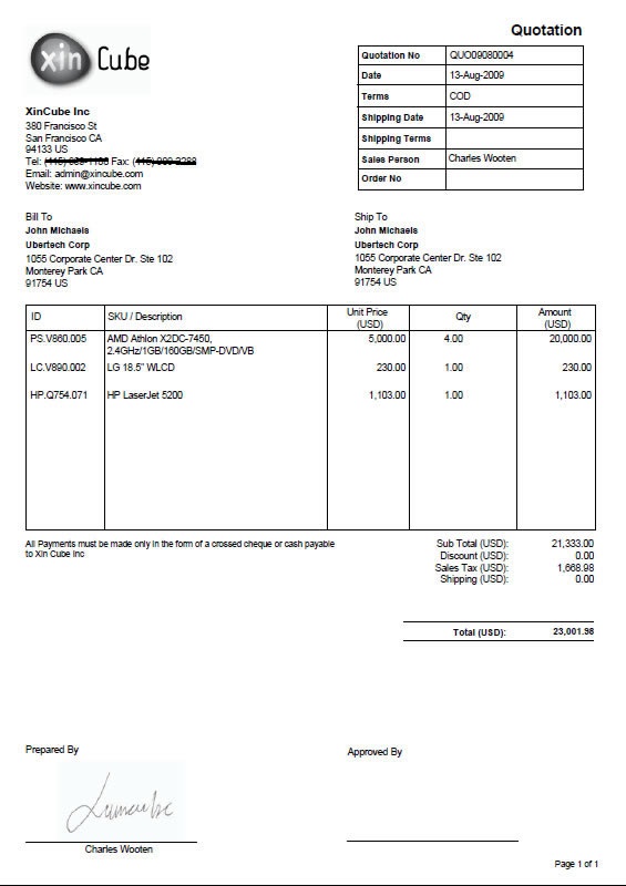 Purchase Order Format